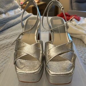 Silver Platform Ankle-Strap Sandals by Dolce Vita